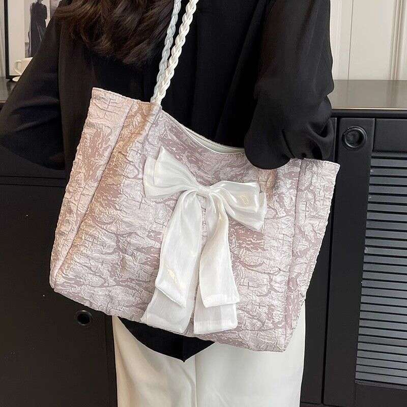 OLOEY Large capacity bowknot for women in 2023, new trendy and sweet shoulder bag, student commuting tote bag