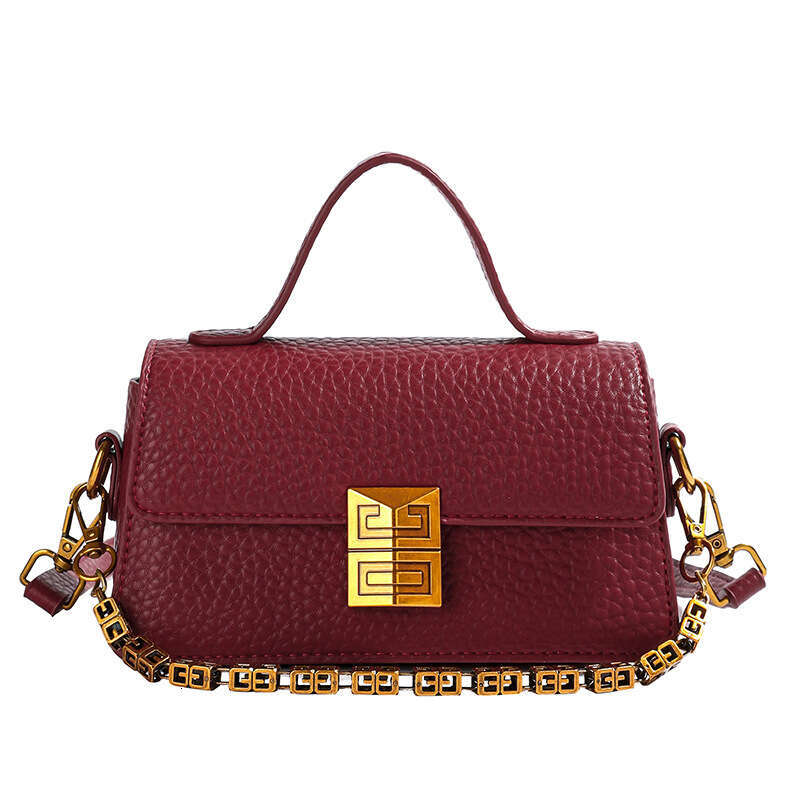 High-End Lychee Pattern for Women 2025 New Designer Trendy Fashion Chain Bags Commuter Small Square Crossbody Bag