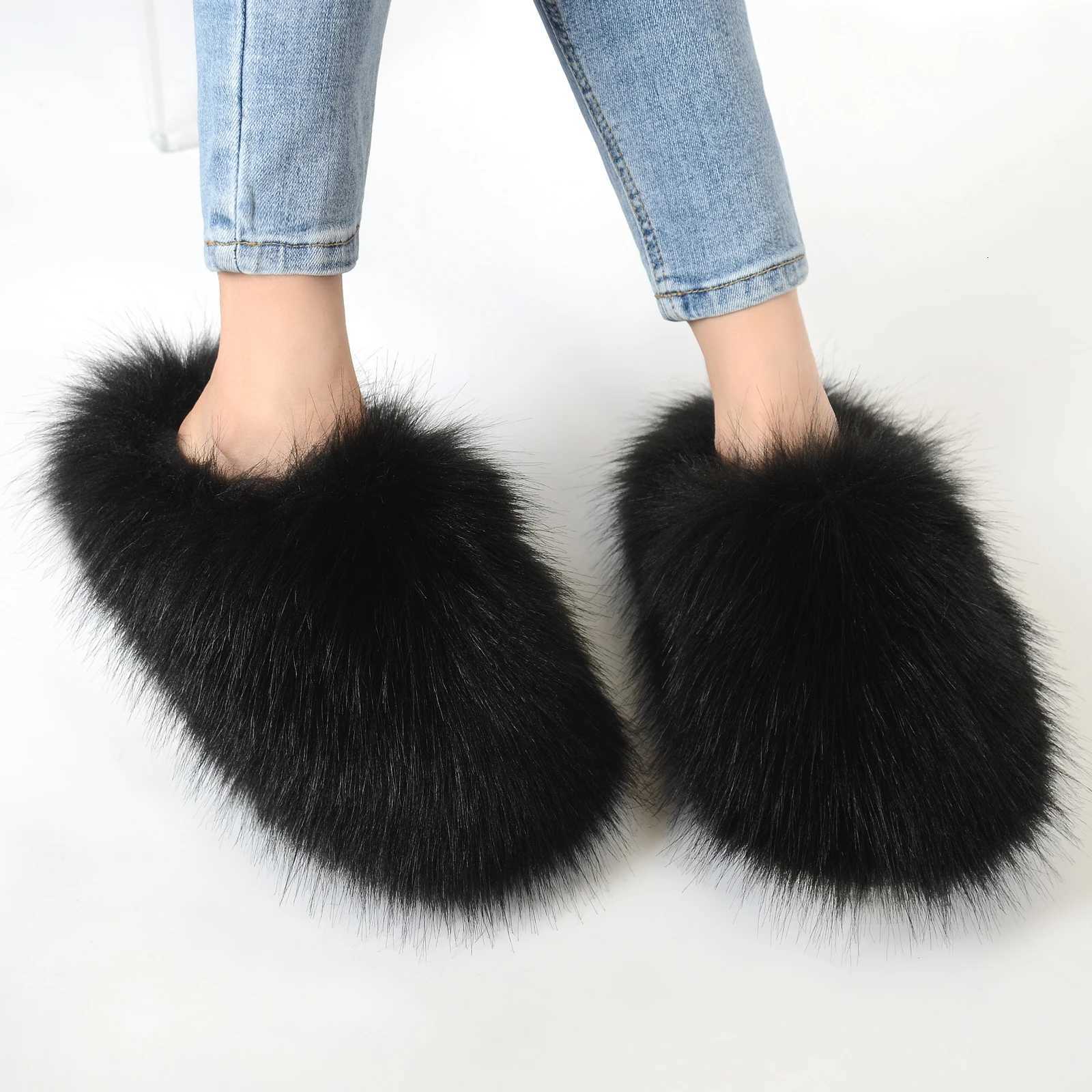 Mens Imitation Plush Warm He Cotton Shoes Indoor Fur Slippers Y250818