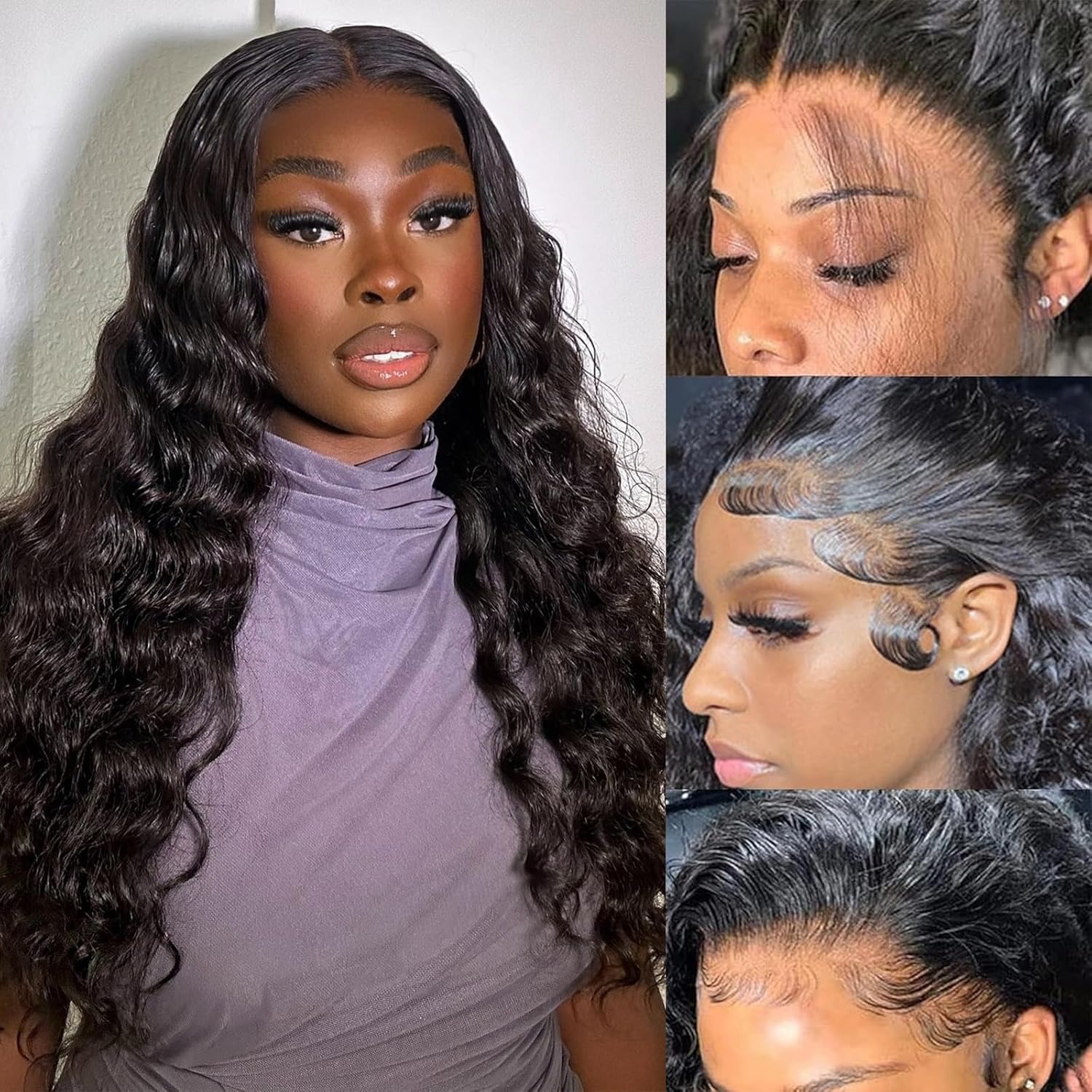 32 Inch 13x6 Deep Wave Lace Front Wigs Human Hair HD Lace Front Wigs Pre Plucked 200 Density Glueless Deep Curly Frontal Wigs for Women