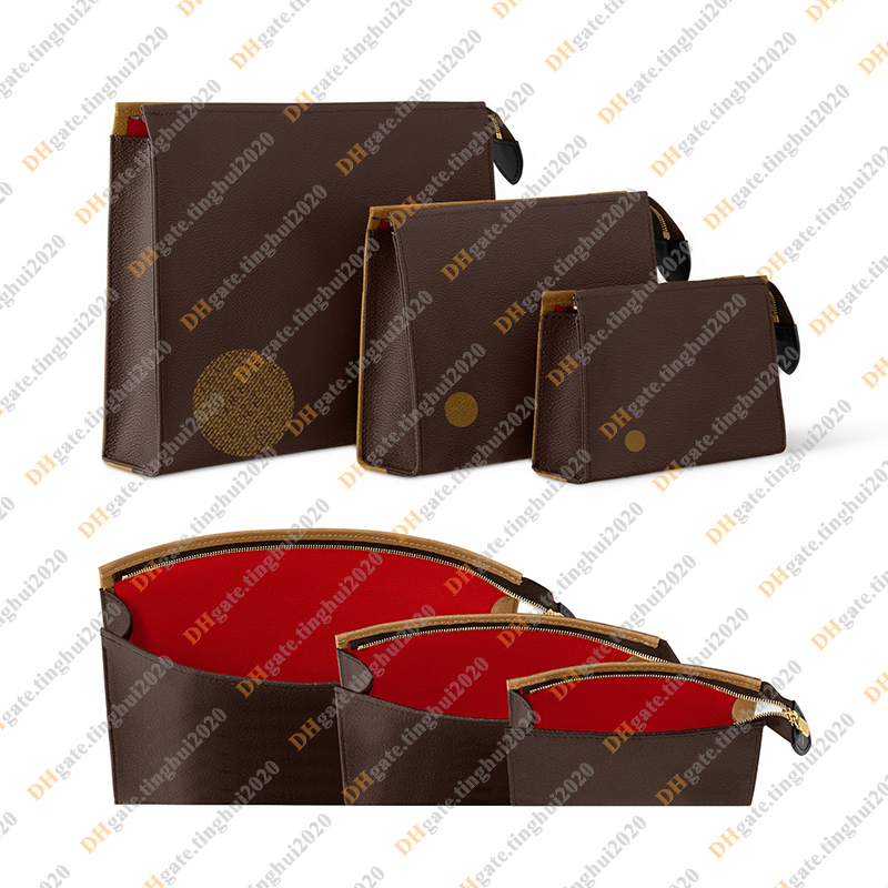 Ladies Fashion Casual Designe Luxury 3 In 1 Trio Toilet Pouch Bag Cosmetic Bag Toiletries Pouch Clutch Bag Totes Handbag Wallet TOP Mirror Quality M11248 Pouch Purse