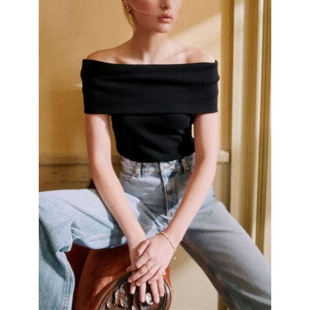 hoodie Women Off-Shoulder Knit Tshirt Sexy Slash Neck Slim Lady Top Summer jacket