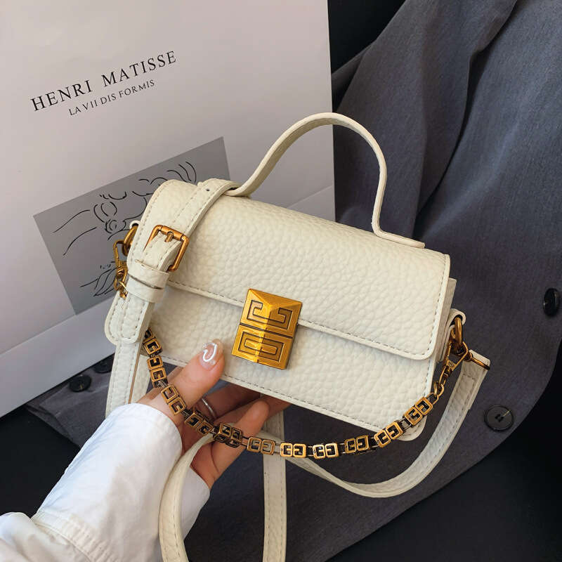 High-End Lychee Pattern for Women 2025 New Designer Trendy Fashion Chain Bags Commuter Small Square Crossbody Bag