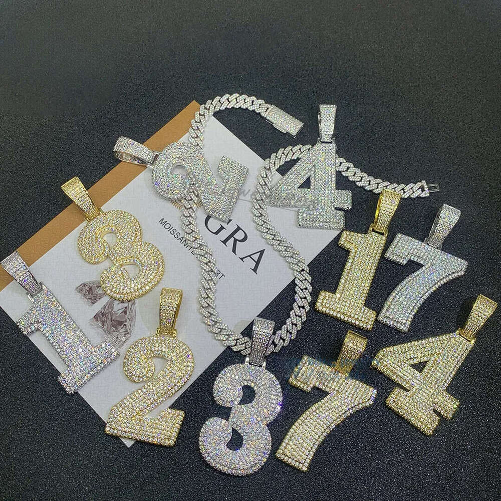 DIY Letter Initial Number Sterling Sier Custom Jewelry Iced Out Rappers Hip Hop Moissanite Pendant