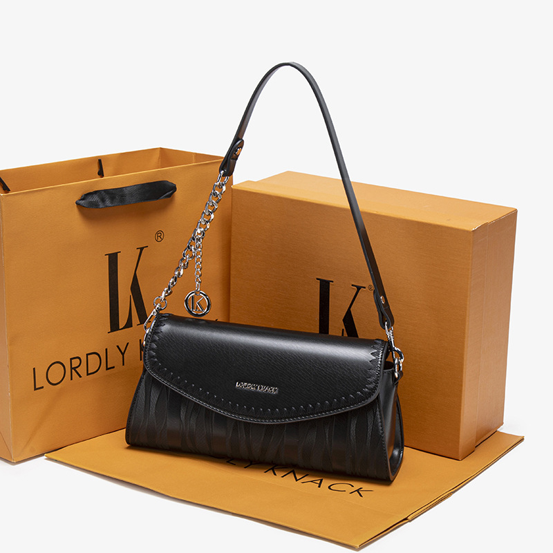 LORDLY KNACK designer bag light luxury genuine soft leather baguette bag casual high-quality vintage shoulder bag for woman