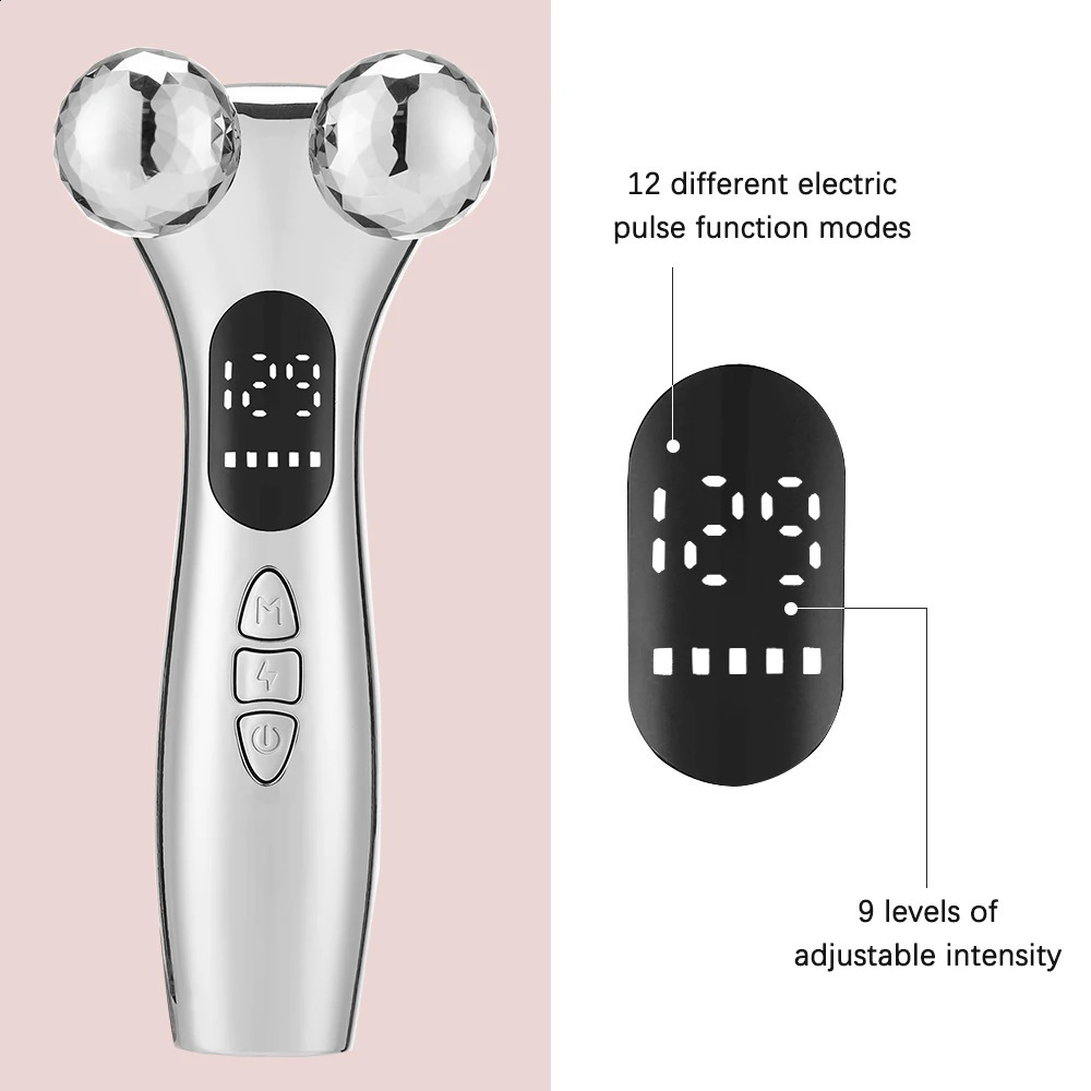 Electric Facial Micro-current Beauty Instrument LED Display Face Roller Massager Skin Tighten Massage Beauty Devices 250814