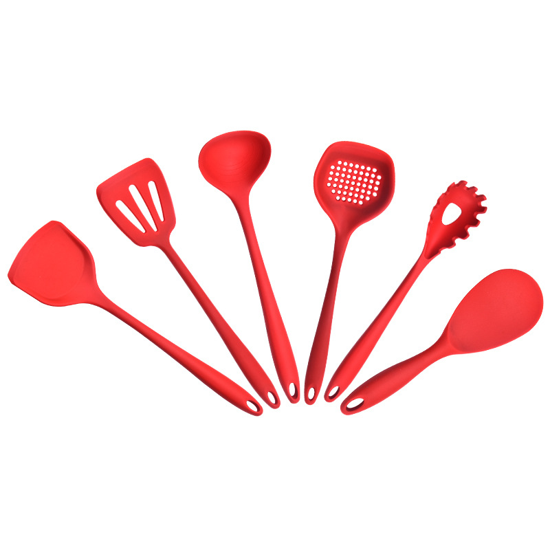 Non-Slip Silicone Cookware Tools Kit: for Home Use silicone spatula soup spoon slotted spoon