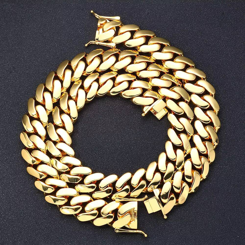 NUOYA Chunky 22mm Miami Cuban Link Chain Necklace for Men 18K Gold Plated High Polishing Hip Hop Jewelry Wholesale Cuban Chains