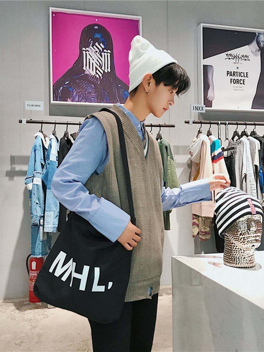Sweater Vest Men Patchwork V-neck Colorful Shrug Chic Sleeveless Knitted Tops Mens Waistcoats Loose Oversize Harajuku All-match