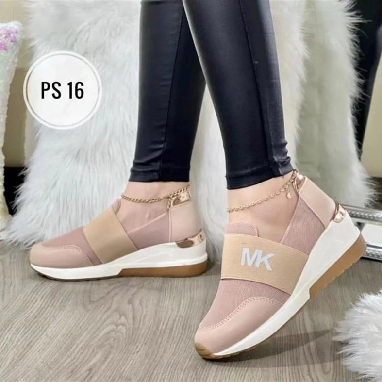 Trendy Plus Size Women's Sneakers 2025 New Wedge Elastic Casual Slip-On Shoes ddmymoon