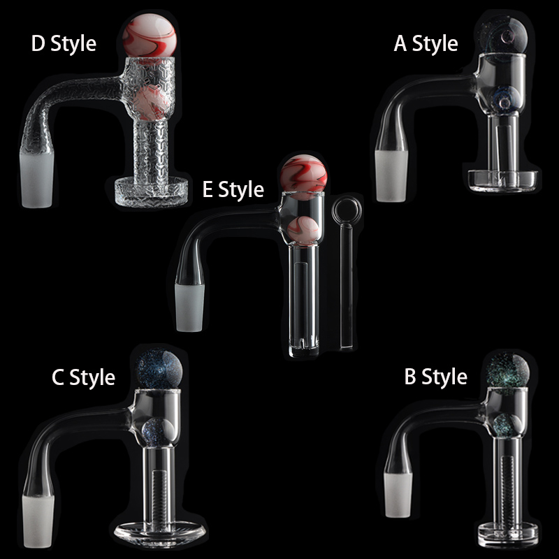 Beracky Full Weld Terp Slurper Quartz Banger Beveled Edge terp feeder Quartz Nails With Dichro Glass Caps And Quartz Pillars