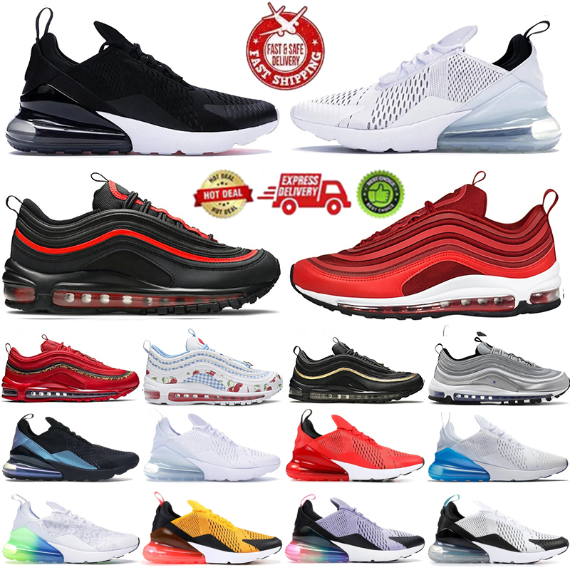 Luxury Designer shoes 270s 97s Running Shoes Triple Black White Gold Silver Bullet Olive Wolf Grey Mesh Leather Trainer 270 97 sneakers For Mens Womens