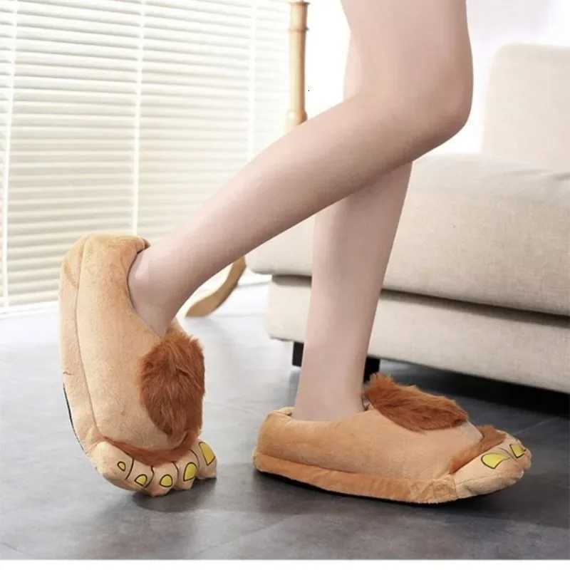 New Creative Cartoon Monster Feet Plush Cotton Slippers Fem Winter Couple Warm Cotton Shoes Personalized Indoor He Shoes Y250818