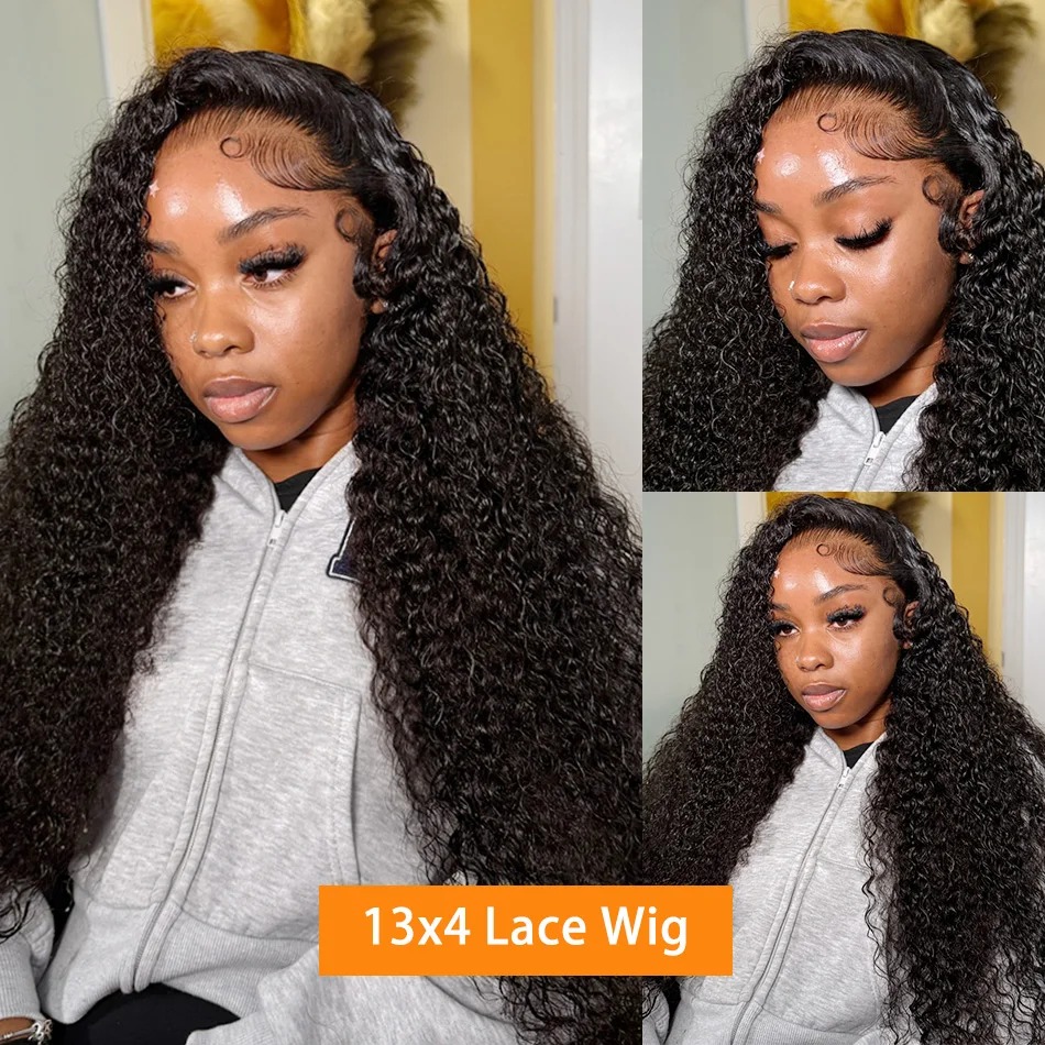 30 Inch Water Wave Lace Front Wigs Human Hair 200% Density Pre Plucked 13x6 HD Transparent Lace Frontal Wigs Human Hair For Women Deep Curly Glueless
