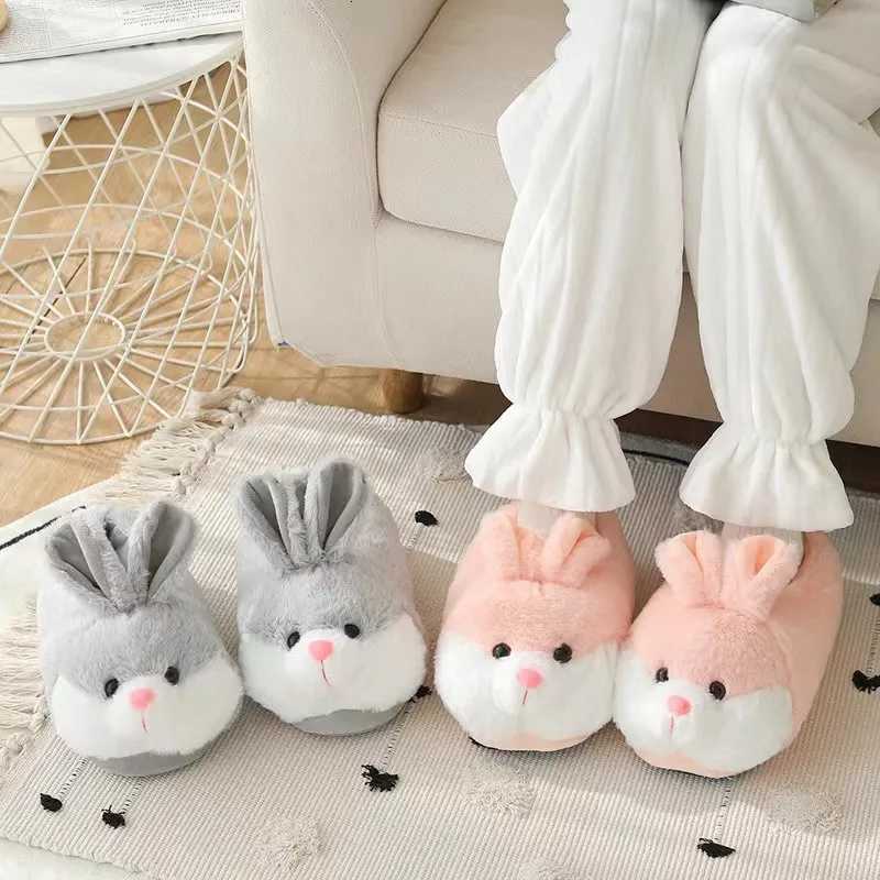 Tsute Tsartun Rabbit Cotton Slippers Pack Gheel Ge Soft Non-slip Verm Breathable Indoor Plush Shoes Y250818