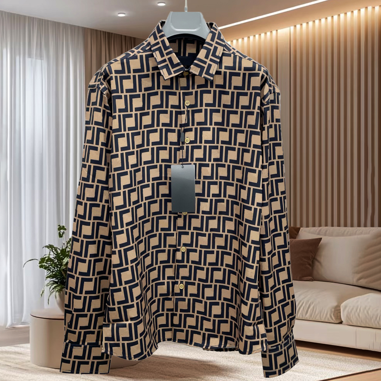 High quality designer men's shirt, fashionable letter printed shirt, men's casual shirt, formal shirt, spring and autumn single breasted lapel top shirt