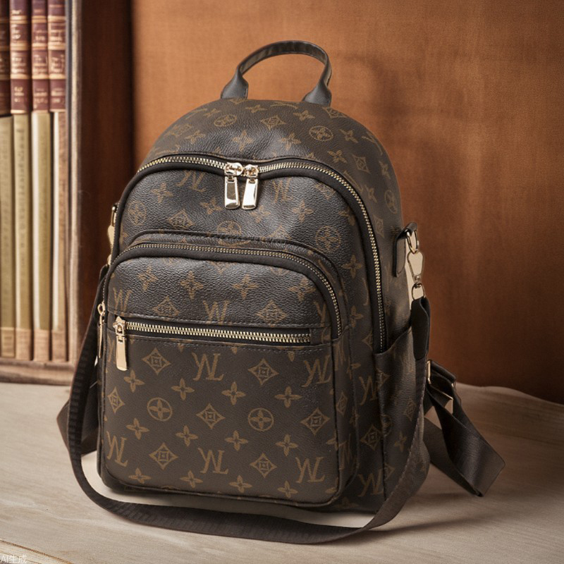 Designer Backpack New Soft Leather Travel Backpack Old Flower Casual Fashion Women Retro Style Luxury Bag Large Capacity Commuting Backpack Schoolbag