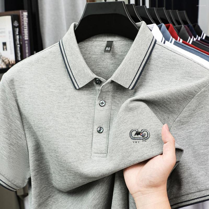 Men's Polos 2025 Short-sleeved Summer Polo Shirt Solid Color Lapel Middle-aged And Young 100 Cotton Casual Top Wear