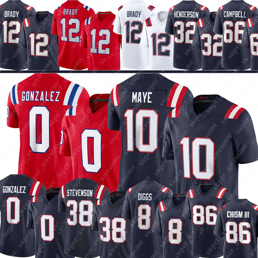 Drake Maye Christian Gonzalez TreVeyon Henderson Efton Chism III Football Jersey Tom Brady Stevenson Hunter Henry Will Campbell Kyle Williams Stefon Diggs Vrabel