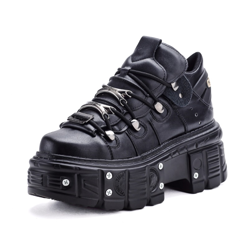 New 2025 Brand Punk Style Women Shoes Lace-up heel height 6CM Platform Shoes Woman Rock Boots Metal Decor Woman Sneakers