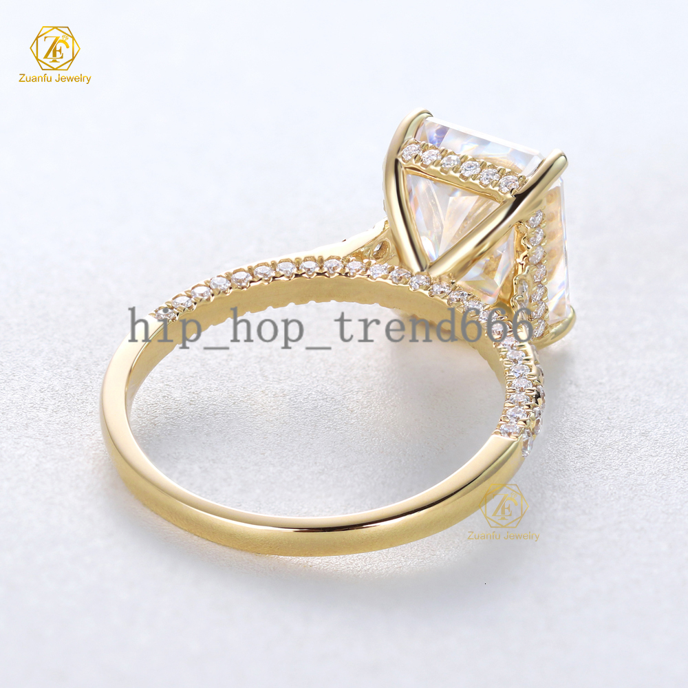 5-ct Radiant Cut Ice Out Diamond VVS Clarity 18K Yellow Gold Wedding Ring Fine Jewelry for Womans Engagement