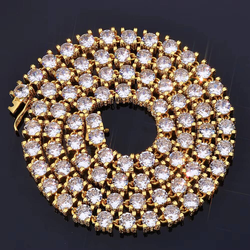 NUOYA Womens Fine Jewelry Tennis Chain Necklace 6mm White Gold Plated Iced Out Cubic Zirconia Stones Bling Hip Hop Chain