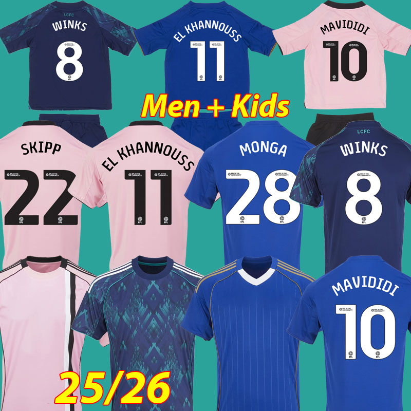 EL KHANNOUSS LEICESTER 2025 2026 Soccer Jerseys MAVIDIDI LCFC Kit DAKA WINKS 25 26 football shirts CHOUDHURY JUSTIN FAES Men Kids sets uniforms 3XL 4XL