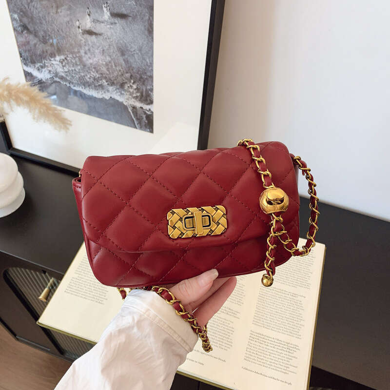 Nanfeng High-End Women's Designer Quilted Gold Ball Bags Chain Small Square Fashion Versatile Shoulder Crossbody Bag