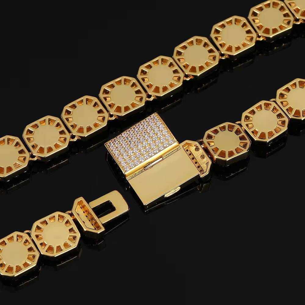 NUOYA 10mm Clustered Tennis Chain Bracelet Iced Out Baguette Cubic Zircon Hip Hop Jewelry