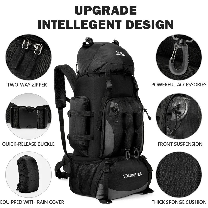 90L Waterproof Hiking Backpack Camping Trekking Rucksack Large Capacity Travel Outdoor Sports Gear Bag for Adventures 250818 - view 4