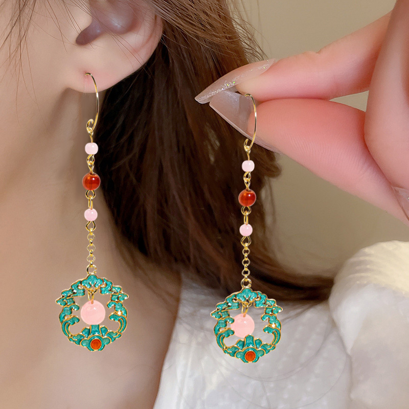 2025 Neo Chinese Wave Filigree Flower Drop Earrings Vintage Luxury Long Dangles for Women Wholesale Premium Oriental Jewelry