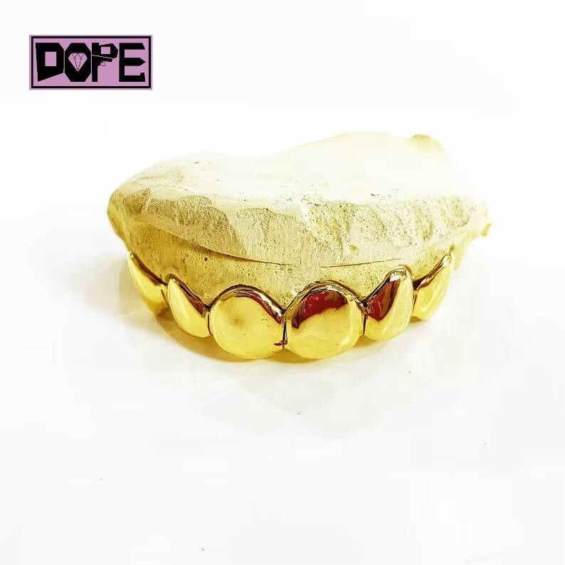 Fine Jewelry Hip Hop Custom Grillz 14k Gold Plating Plain Solid 925 Sterling Silver Teeth Grillz