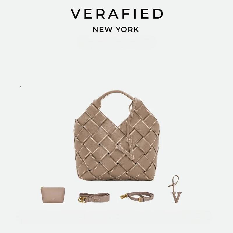 VERAFIED Fashion Woven Genuine Leather Shoulder Bag Melard Cowhide Handbag