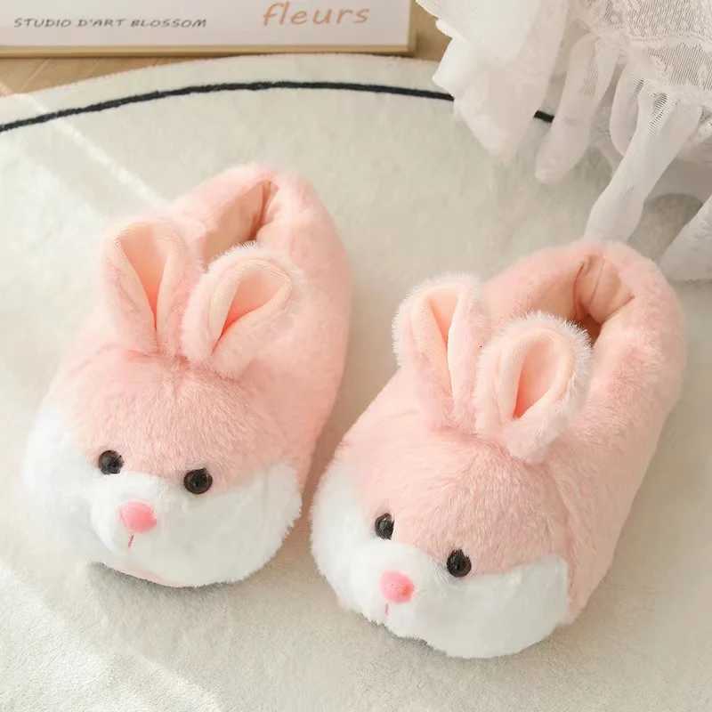 Tsute Tsartun Rabbit Cotton Slippers Pack Gheel Ge Soft Non-slip Verm Breathable Indoor Plush Shoes Y250818