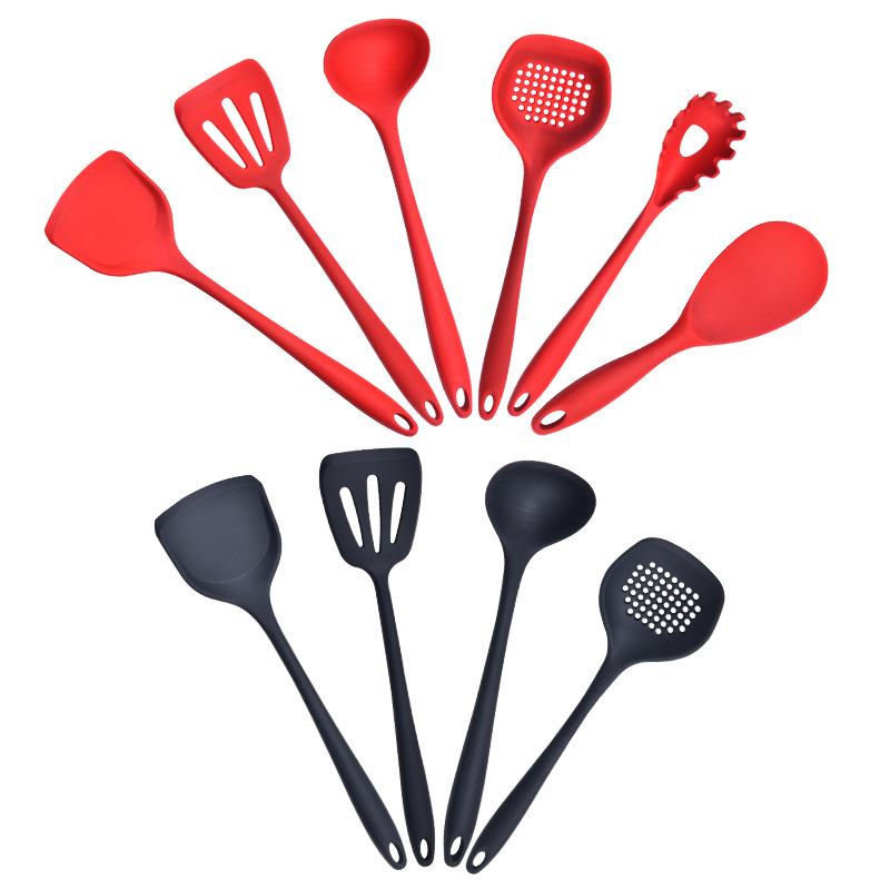 Non-Slip Silicone Cookware Tools Kit: for Home Use silicone spatula soup spoon slotted spoon