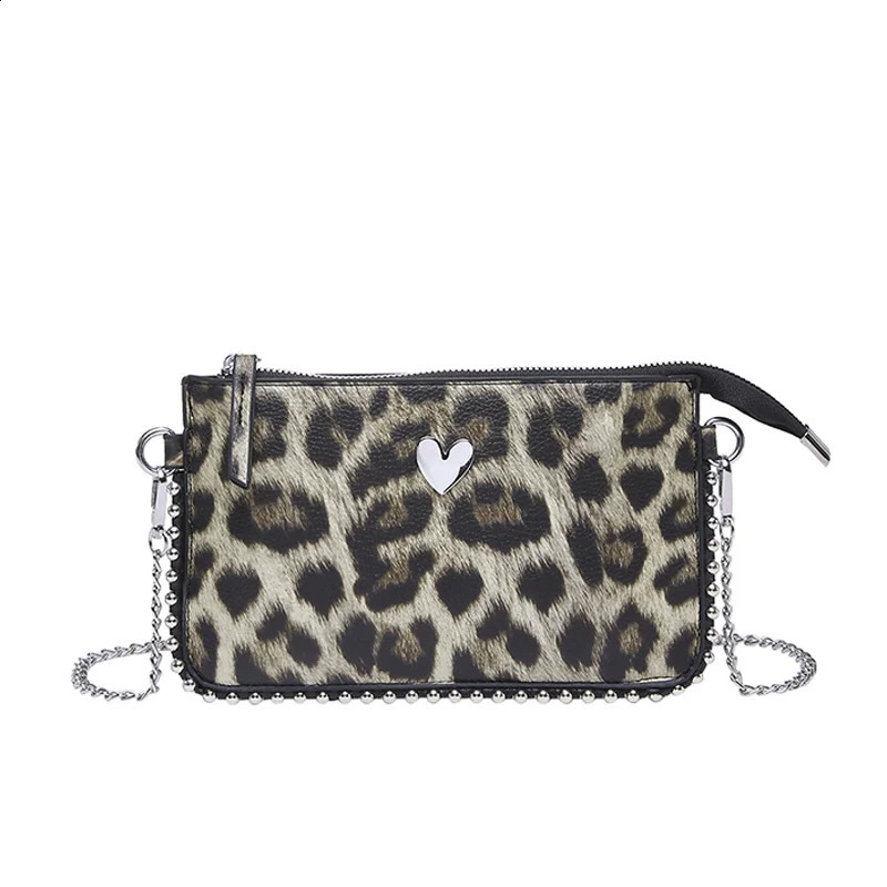 Leopard Crossbody Bag PU Leather Shoulder Side Bags for Women Punk Chain Mobile Phone Purses y Clutch Fashion Handbags 250815