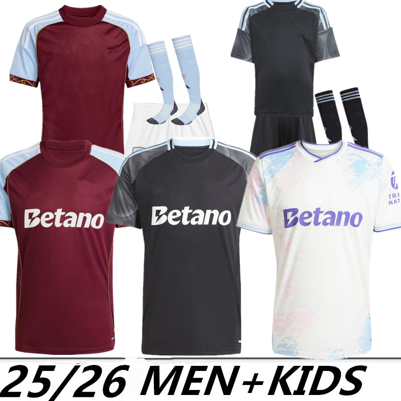 25 26 away Soccer Jerseys Kids Kit Home 2025 Football Shirt Away Fans Version Camisetas Futbool MINGS McGINN BUENDIA WATKINS Maillot third