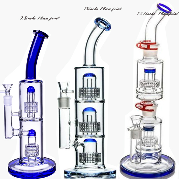 Blue Glass Bong hookahs Water Bongs Smoking Water Pipe Accessories Heady Oil Glass bubbler with 18mm banger