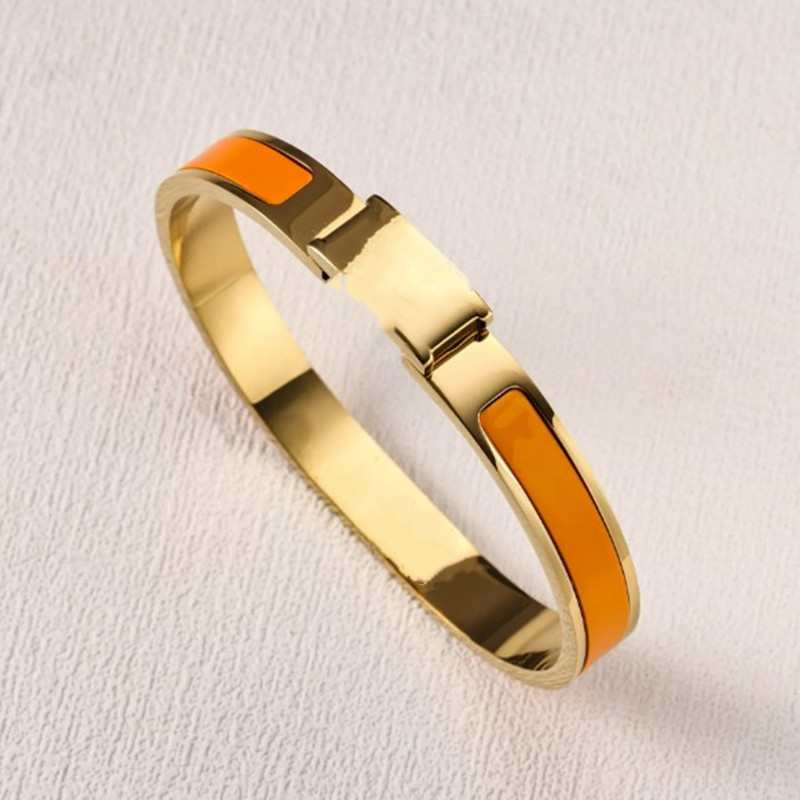 Whomen's Bracelet Designer h 8mm Bangle Women Men Classics Jewelry Titanium Steel 19 Color Select High Quality Non Fading Unisex Gift Womens Bracelets GIFT bag