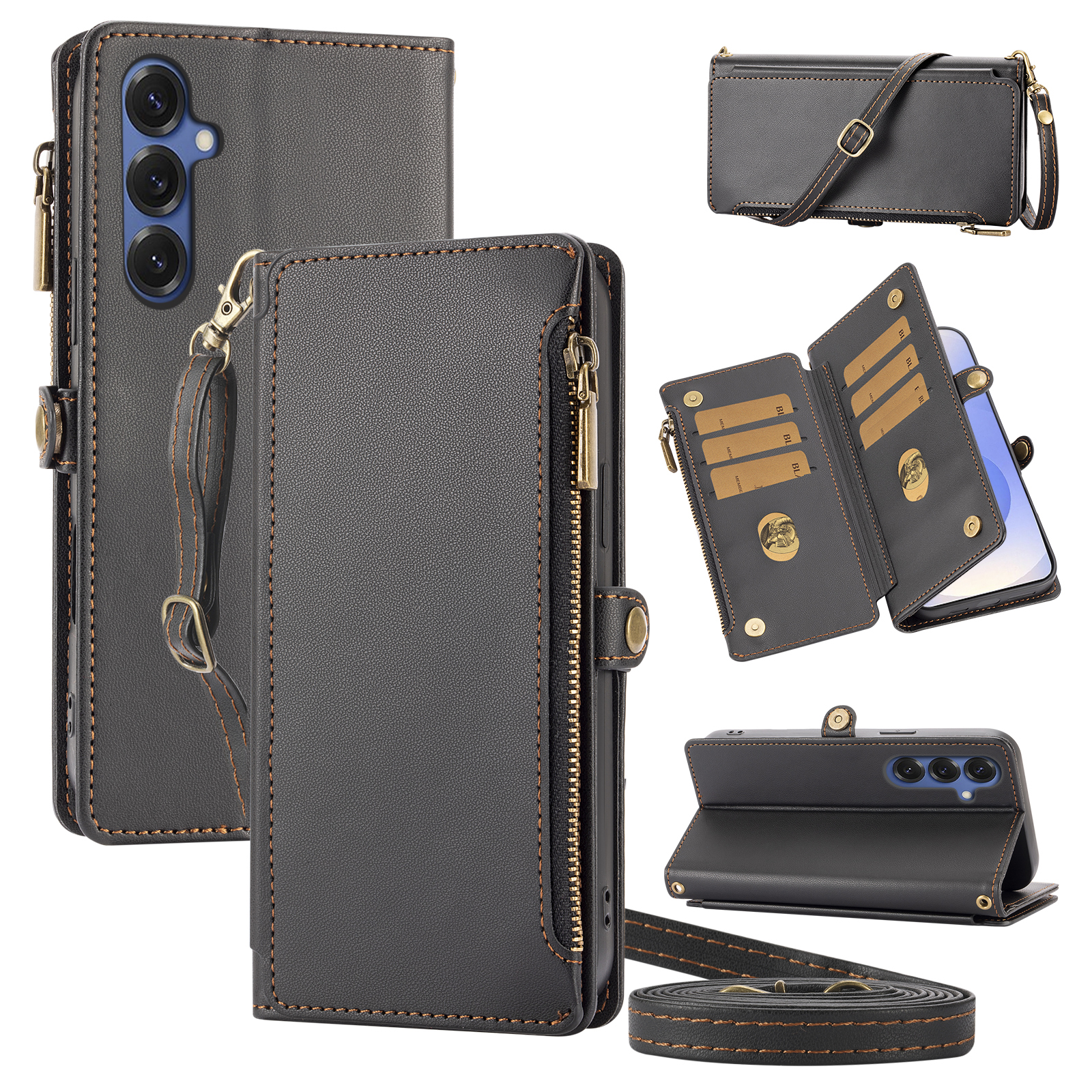 Leather Universal Smartphone Holder with Card Slots & Adjusting Belt