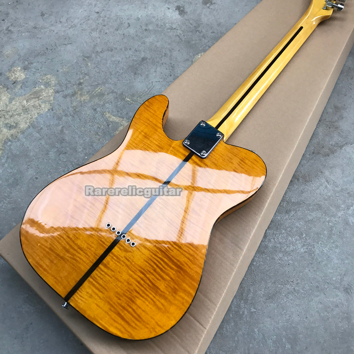 Prince HS AndersonHohner Madcat Mad Cat Amber Yellow Flame Maple Top Electric Guitar Leopard Pickguard, Body Bi