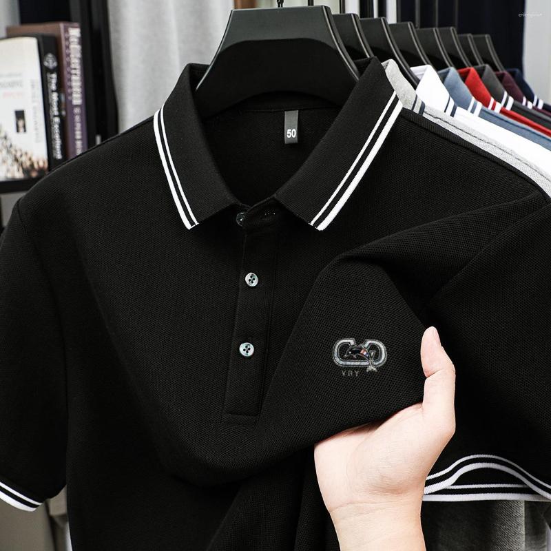 Men's Polos 2025 Short-sleeved Summer Polo Shirt Solid Color Lapel Middle-aged And Young 100 Cotton Casual Top Wear