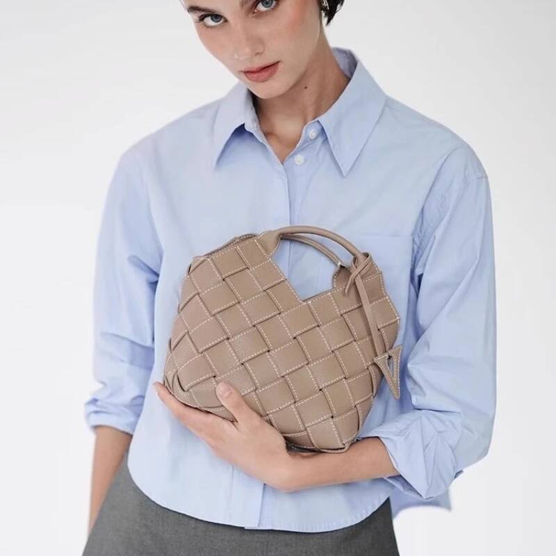 VERAFIED Fashion Woven Genuine Leather Shoulder Bag Melard Cowhide Handbag