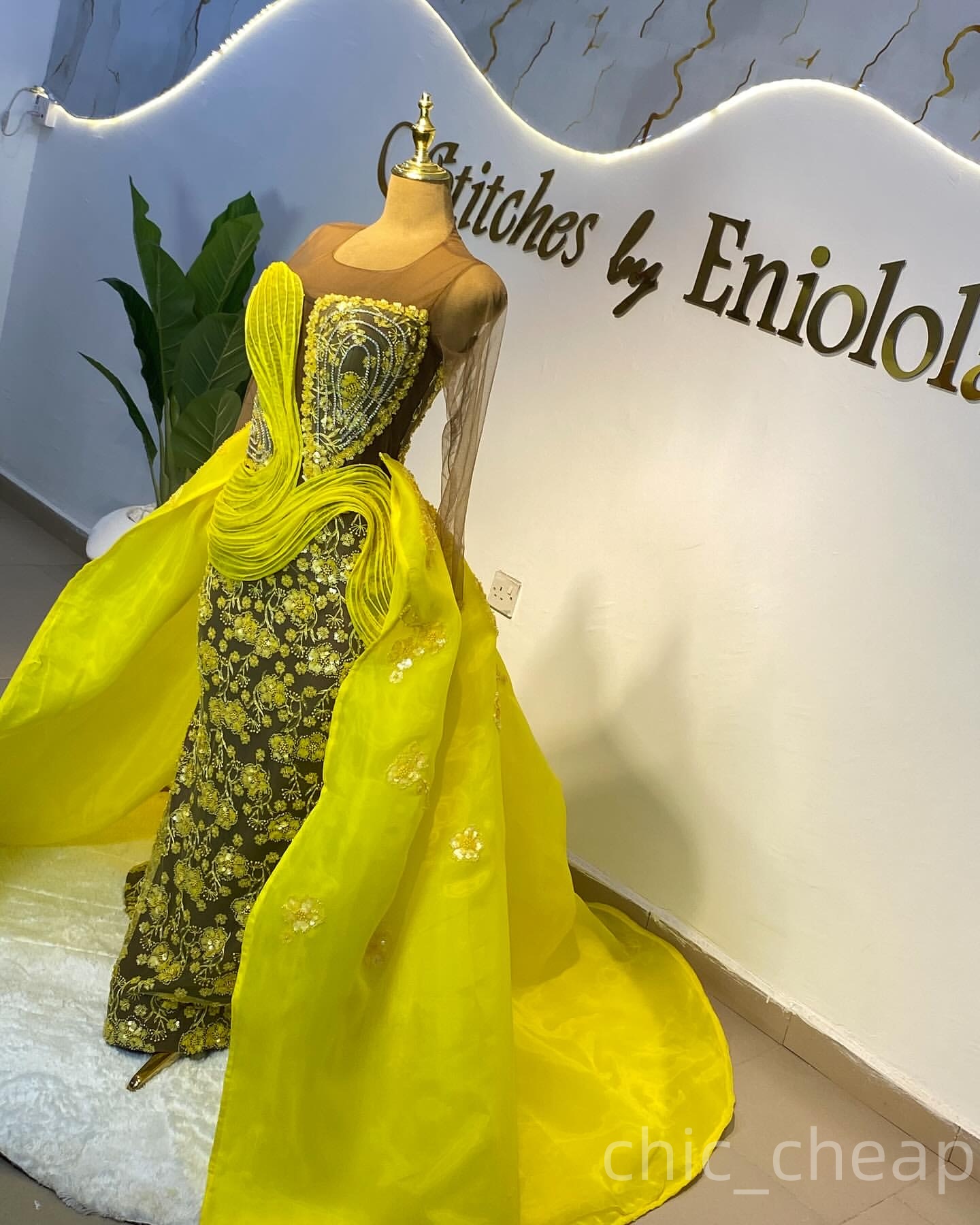 Aso Ebi Yellow Mermaid Prom Dresses 2025 Illusion Lace Detachable Train Evening Formal Party Second Birthday Engagement Gowns Plus Size Dress For Spec