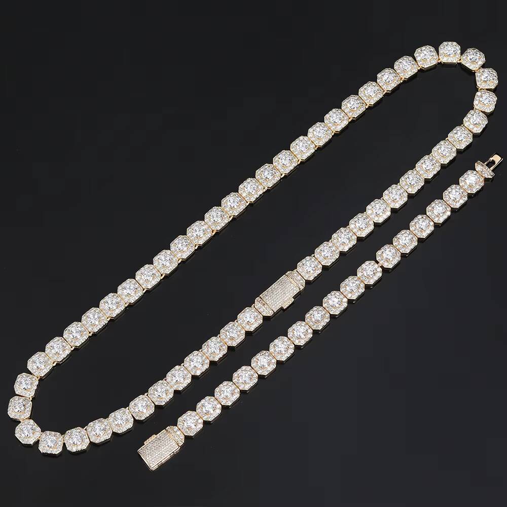 Wholesale Cluster Tennis Chain Necklace Silver Bling Cz Iced Out Chain Necklace for Women
