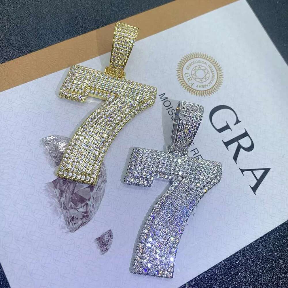 DIY Letter Initial Number Sterling Sier Custom Jewelry Iced Out Rappers Hip Hop Moissanite Pendant