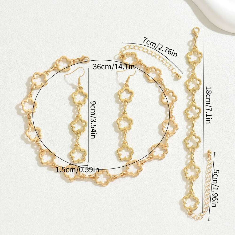 Niche Japanese and Korean Women's Bracelet Jewelry Set Forest Style Plum Blossom Floral Design Long Necklace Tassel Earrings