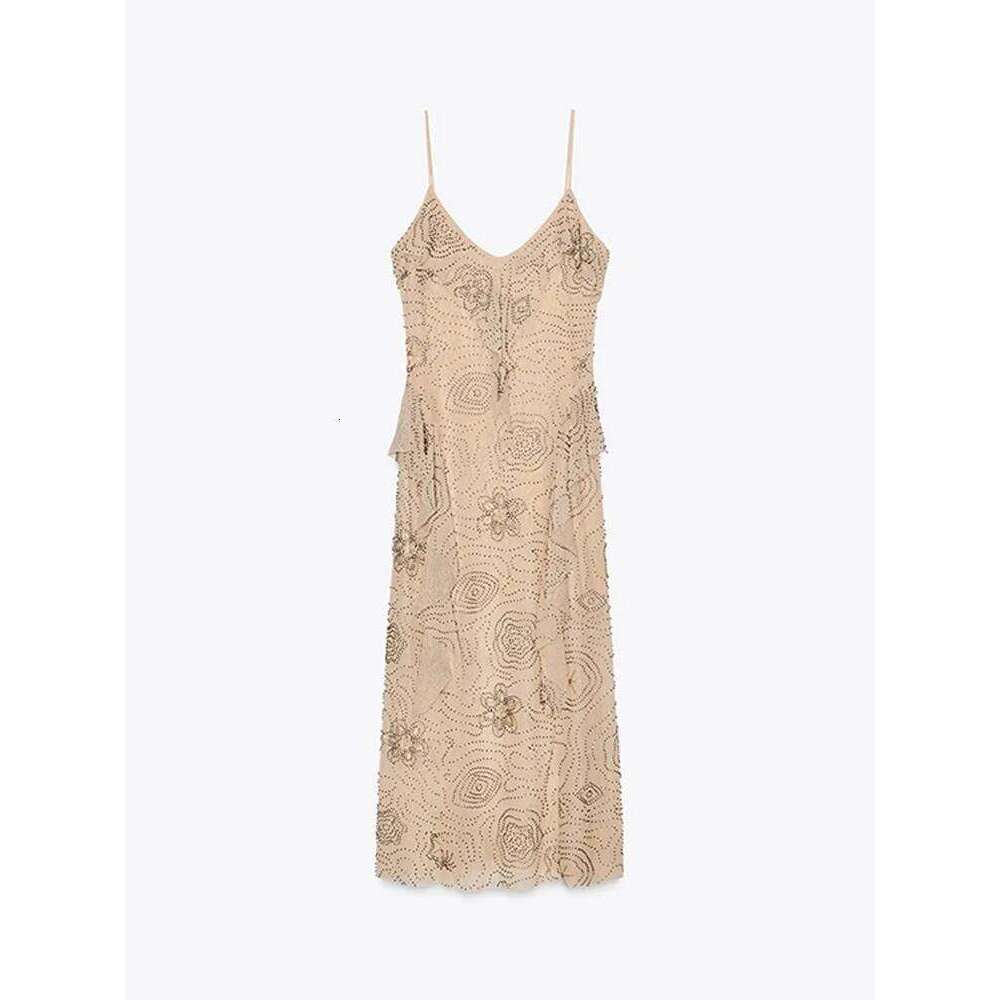 hoodie Snowflake Sequins Bead Ruffles Dress Women Sleeveless Backless Pleated Dia Dresses Evening Party Sexy V-Neck Summer Robe jacket