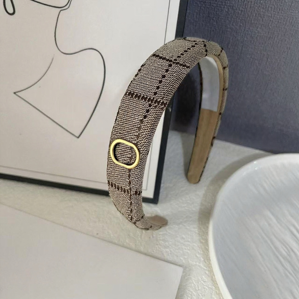 Classic Brand Designer Headbands for Women Hair Accessories Brown Wide-brimmed Thicken 4Seasons HairBands HeadWrap Cloth Fabric Headwear Leather head