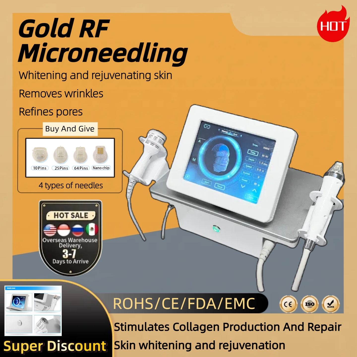 Hot Radiofrequency Microneedling Fractional RF Treatment for Skin Rejuvenation Wrinkle Removal Whitening And Wrinkle Removal To Remove Acne Scars CE/R